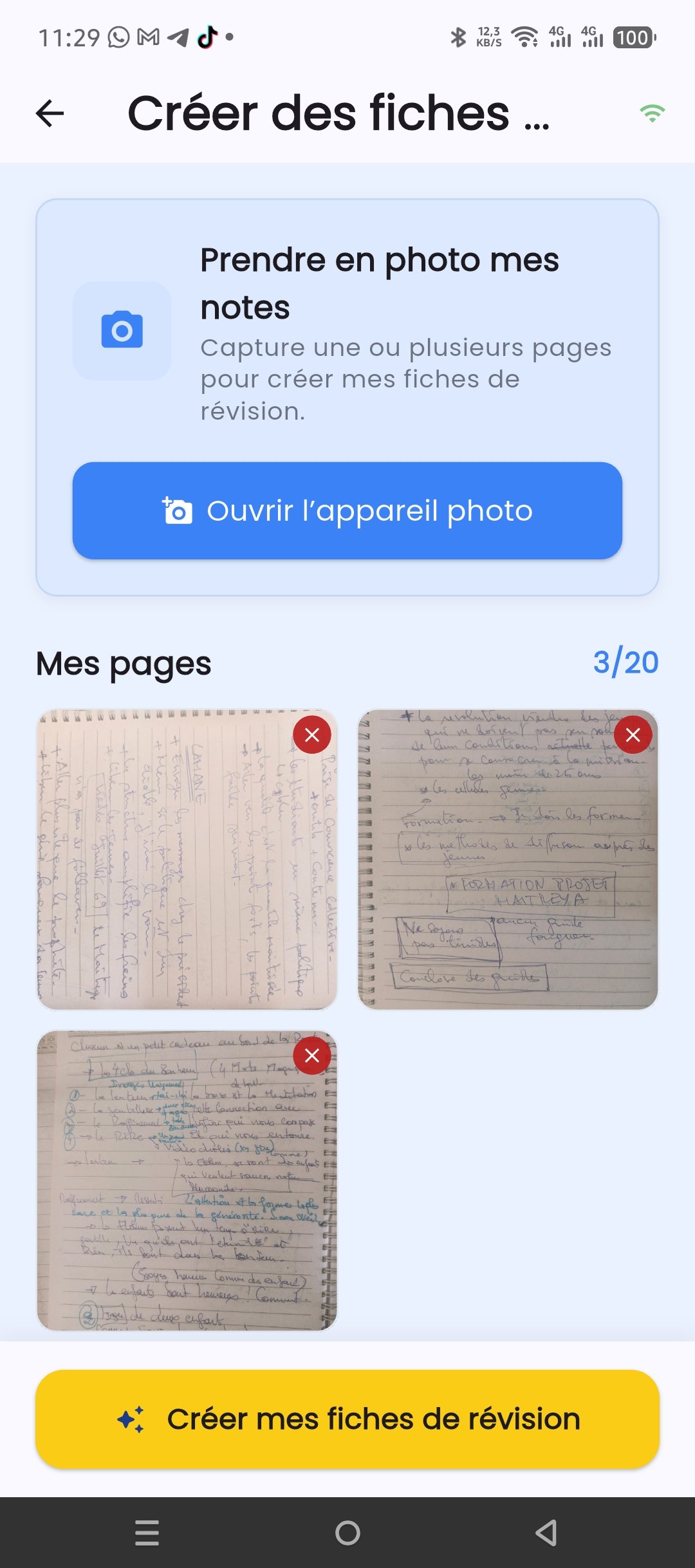 Prendre en photo ses notes
